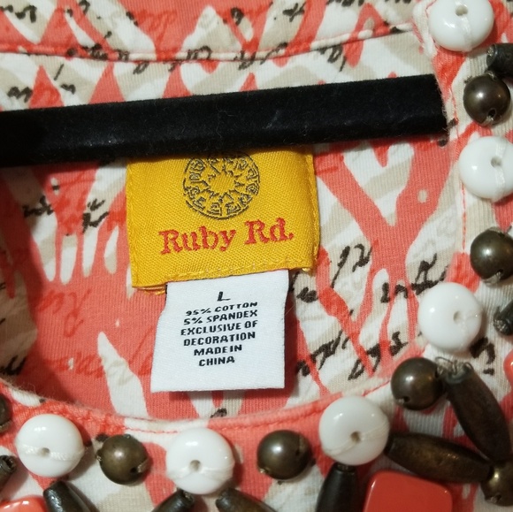 Ruby rd coral and white blouse - Picture 6 of 6